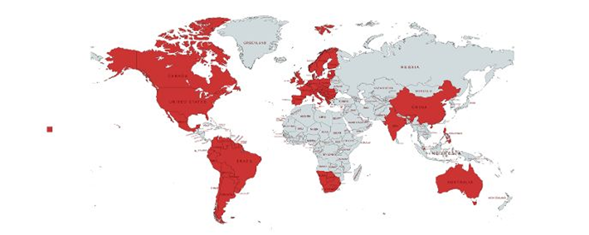 Világ térkép – ügyféljelenlét